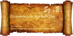 Szenkovics Borbála névjegykártya